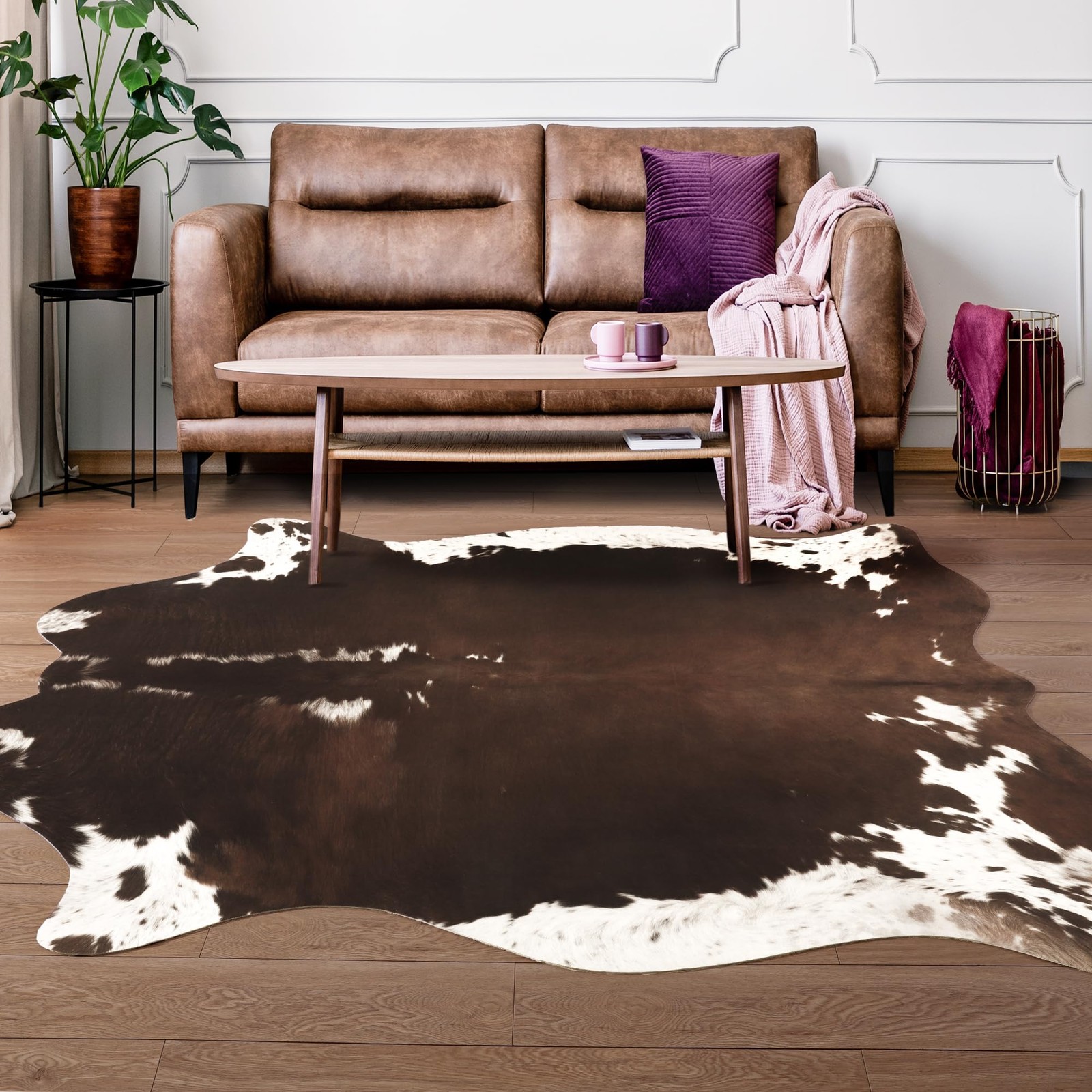 Foxmas Rug 2.3X3.6 Feet Faux Cow Rug For Living Room Bedroom Large Cow Print