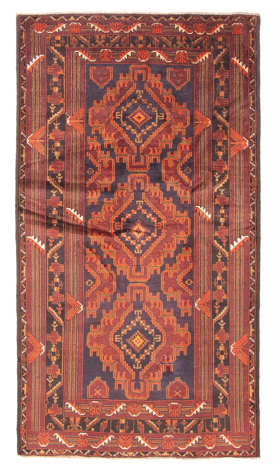 Vintage 3’10” x 6’11” Traditional Hand Knotted Vegetable Dye Wool Area Rug