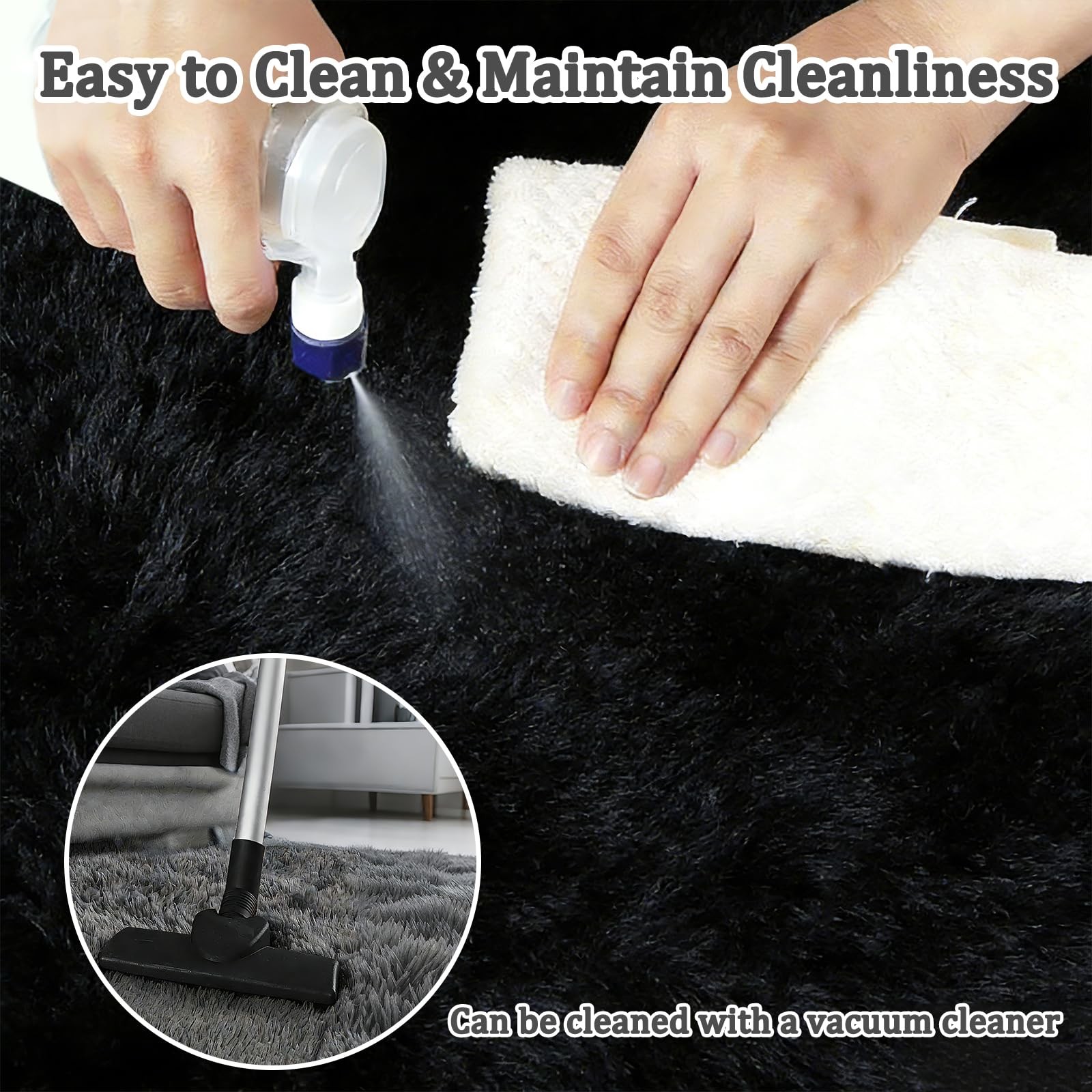 4×6 Area Rugs for Living Room, Black Ultra Soft Fluffy Shag Rug for Bedroom, …