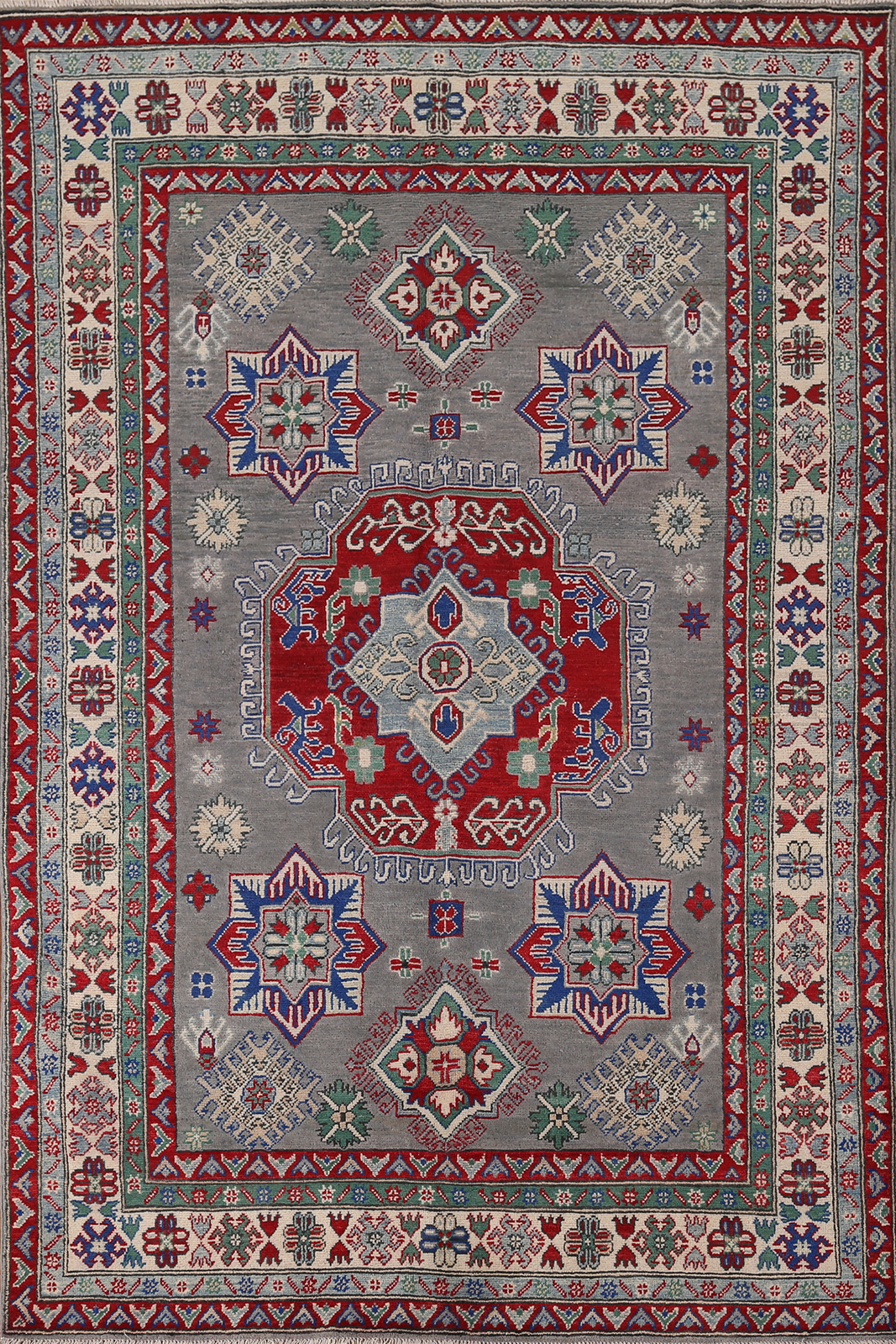 South-western Kazak Wool Area Rug: Handmade Traditional Patterns 6×9 ft