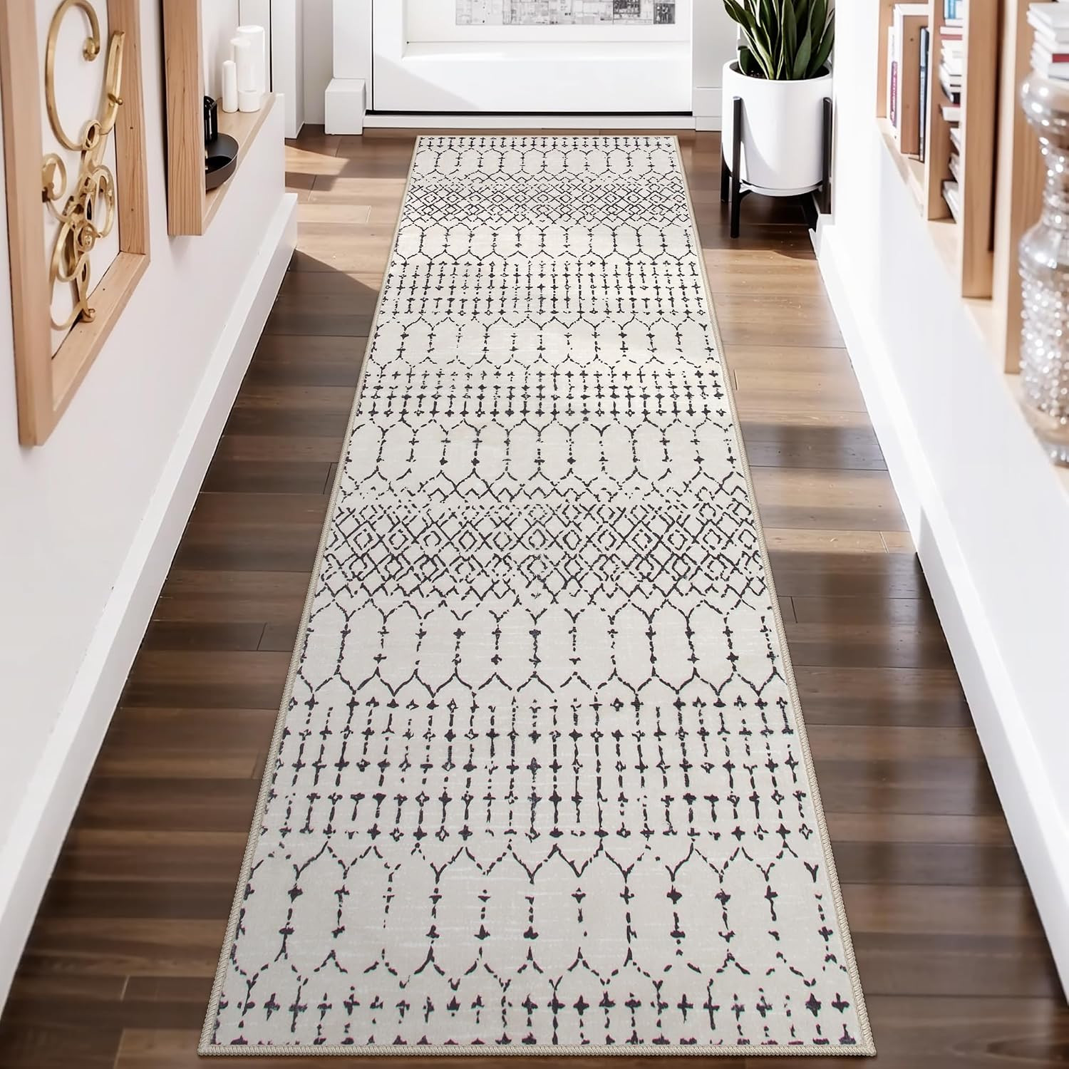 Moroccan Black Area Rug for Living Room 3X5 Non-Slip Washable Stain Resistant La