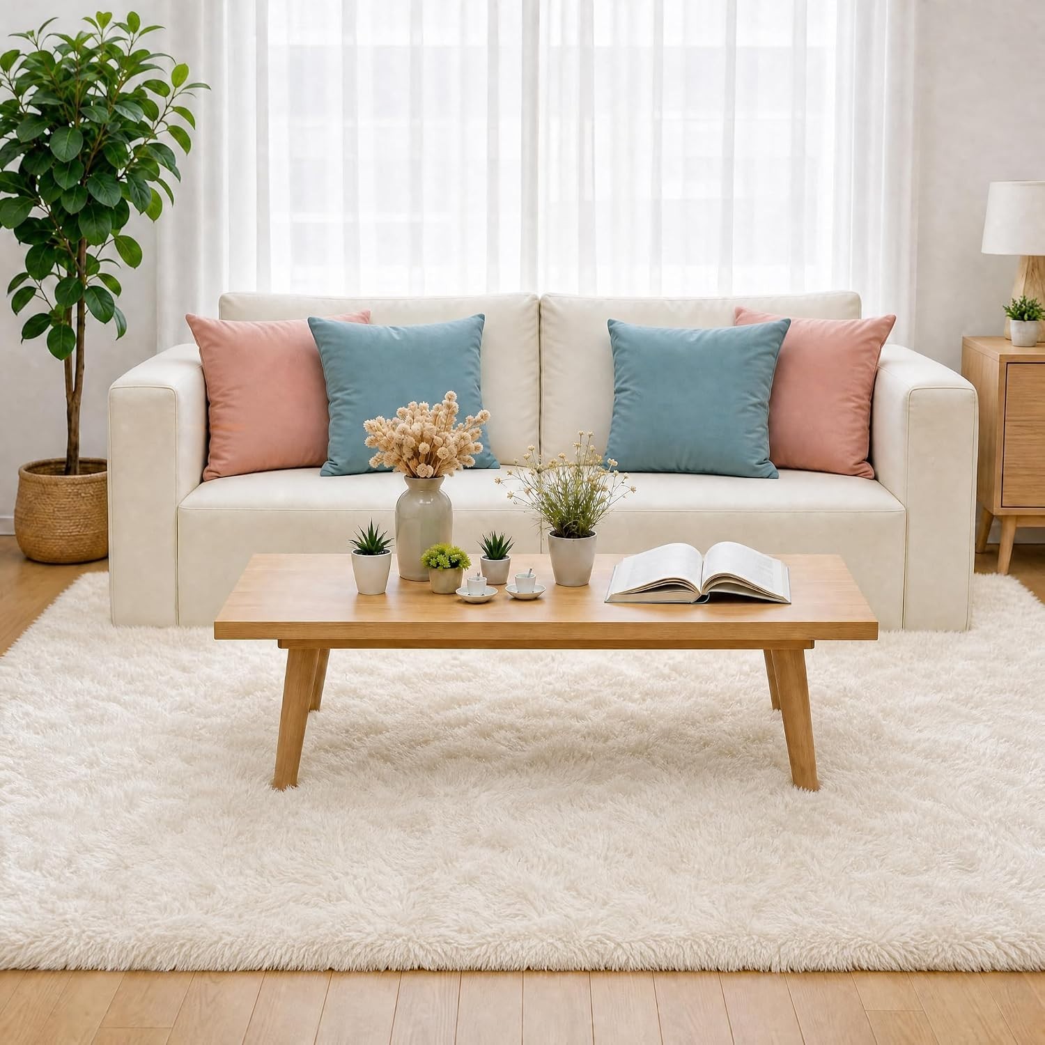Luxurious 4×6 Modern Area Rug – Plush Fluffy Carpet for Living Room & Nursery
