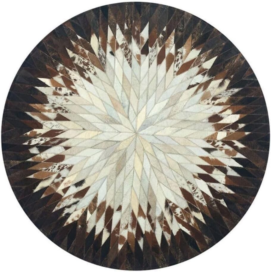 Hand Made Natural Cowhide Hair on Patch Work Leather Modern Carpet Room B-01