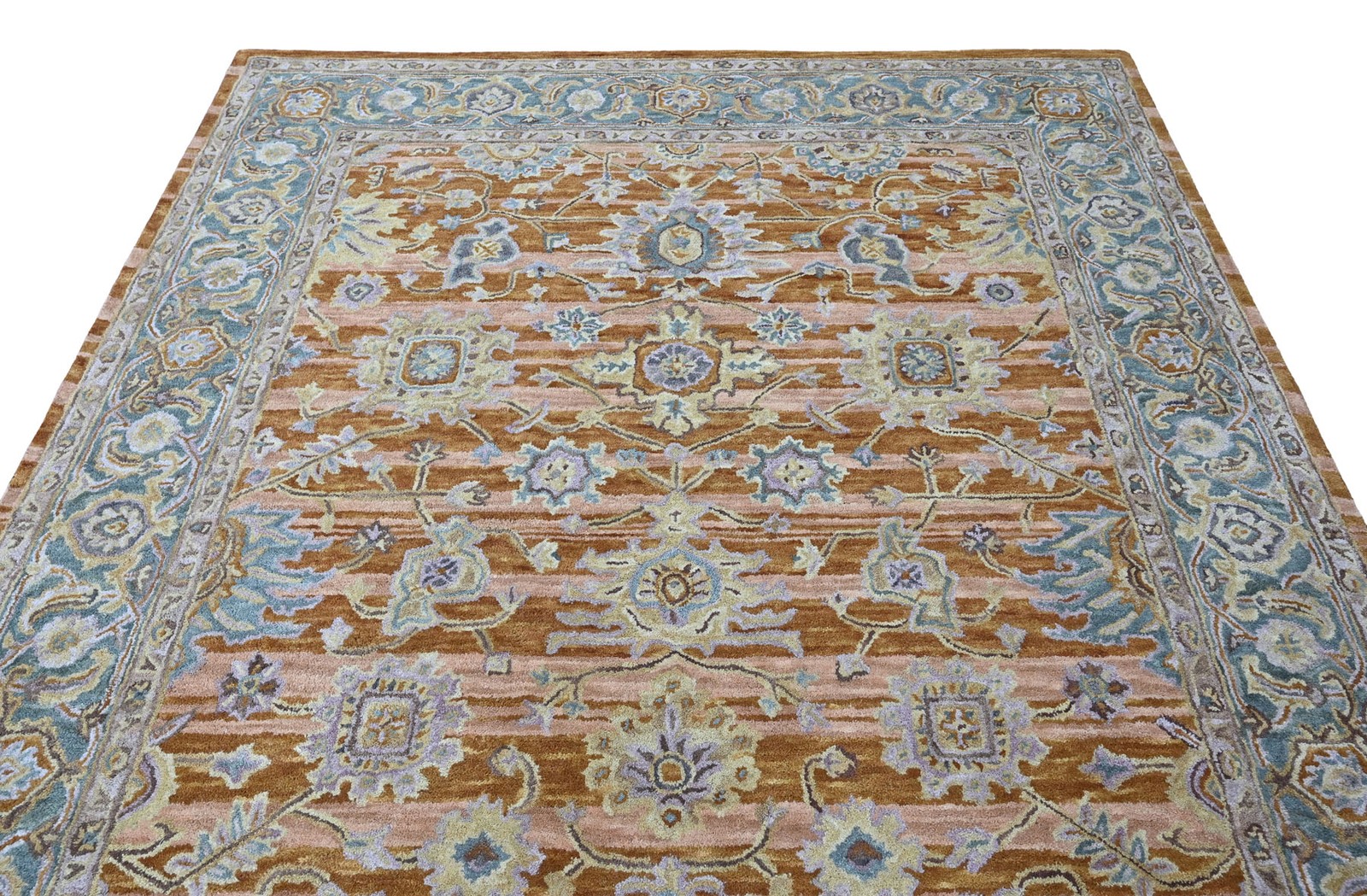 loomBloom Multi Sizes Orange Hand Tufted Handmade Modern Floral Wool Area Rug