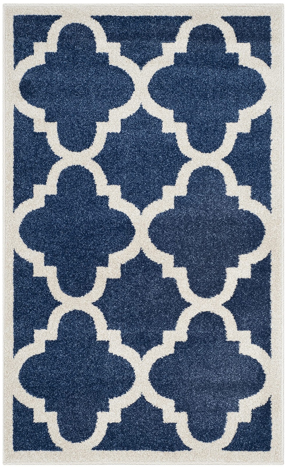Amherst Collection Accent Rug – 2’6″ x 4′, Navy & Beige, Moroccan Trellis Des…