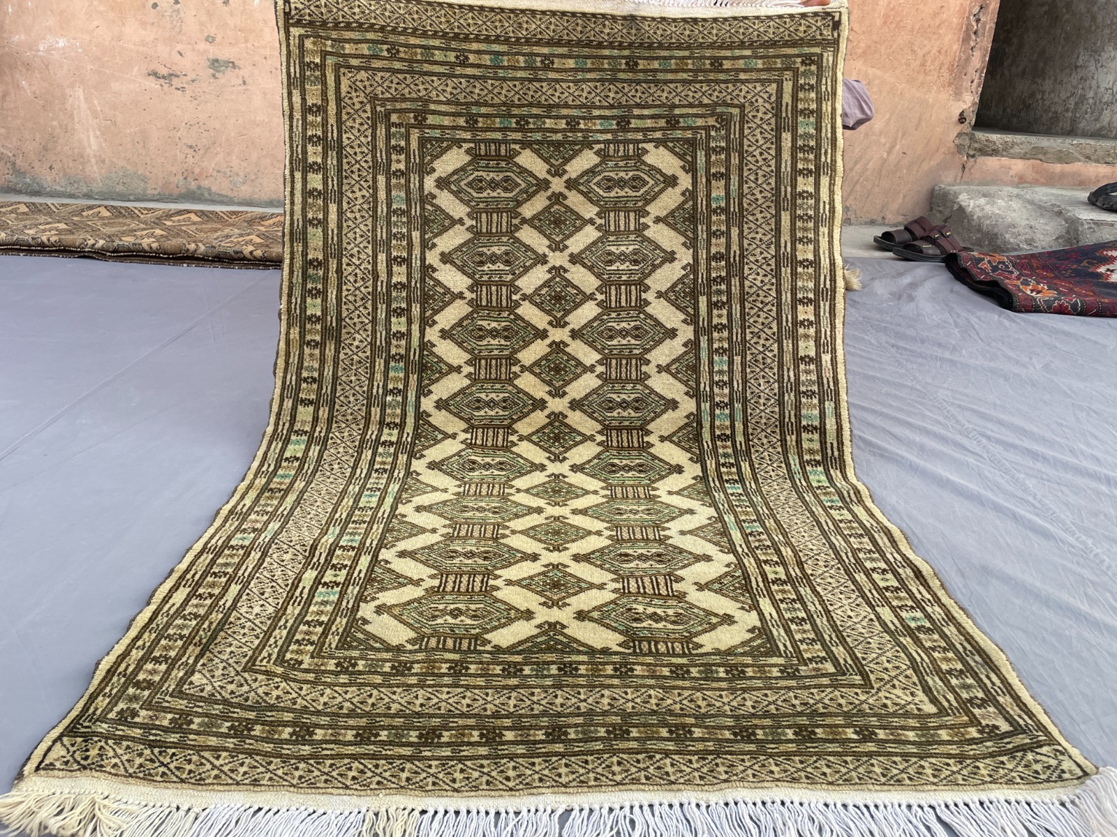 3×4 Rustic Afghan Baluchi Wool Rug Handmade Tribal Geometric Carpet Boho Decor