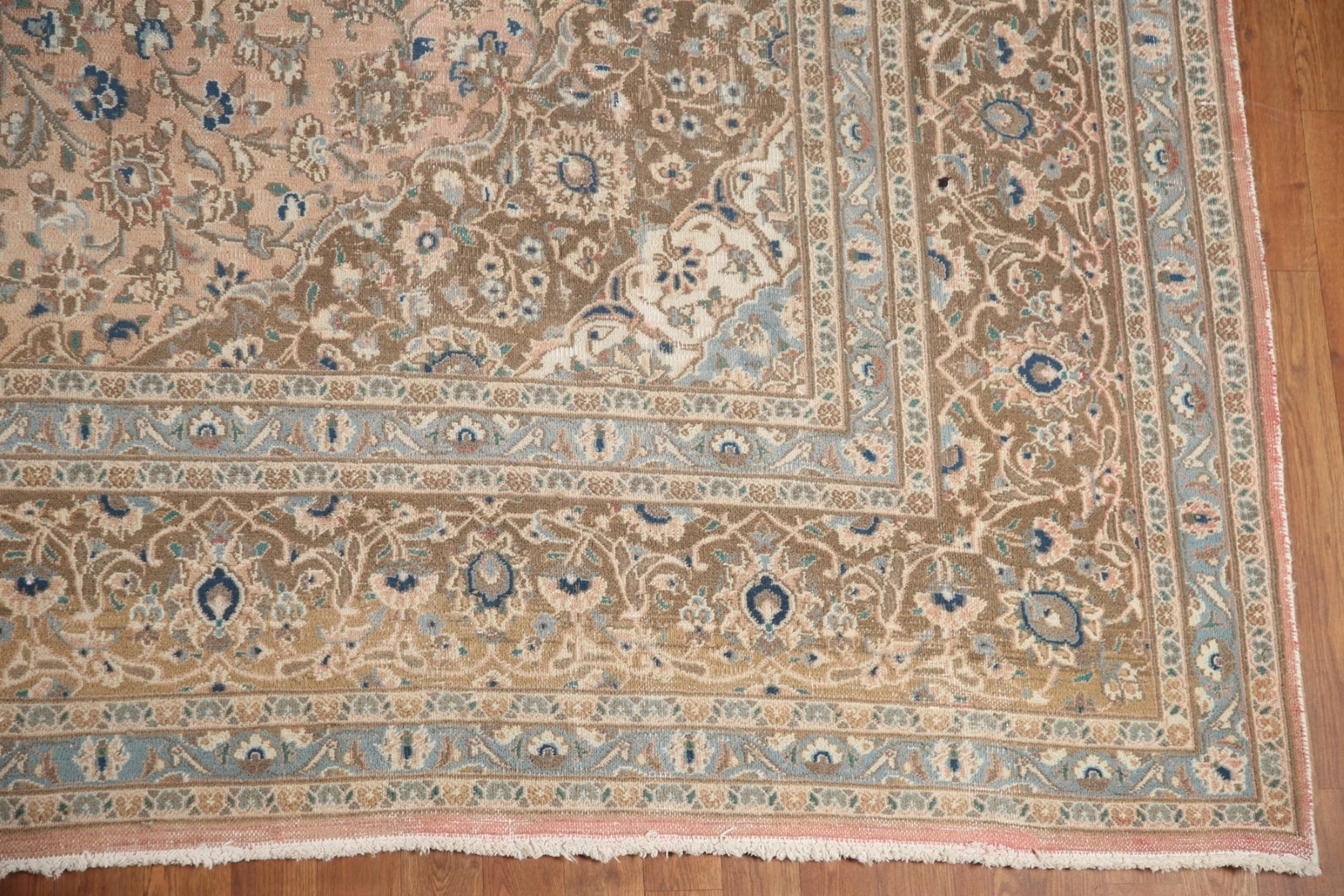 Floral Traditional Living Room Muted Rug 10×12 Handmade Wool Vintage Carpet