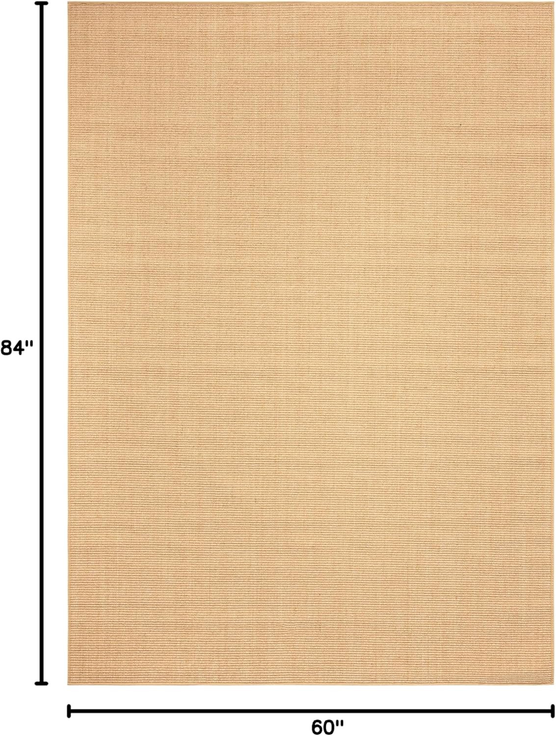 X Area Rug Collection – 5′ X 7′, Natural Brown, Sisal & Jute, Farmhouse Style,