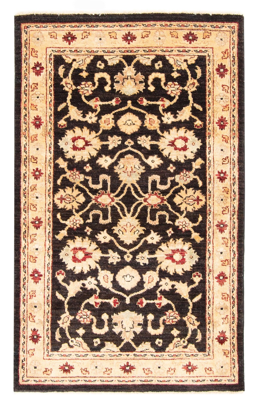 Traditional Black Hand-knotted Area Rug 3’0″ x 5’0″ Oriental Wool Carpet