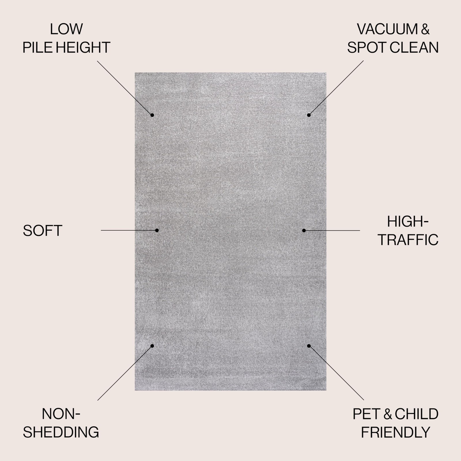 Haze Solid Low-Pile Light Gray 8′ Round Indoor Area Rug, Coastal,Bohemian,Min…