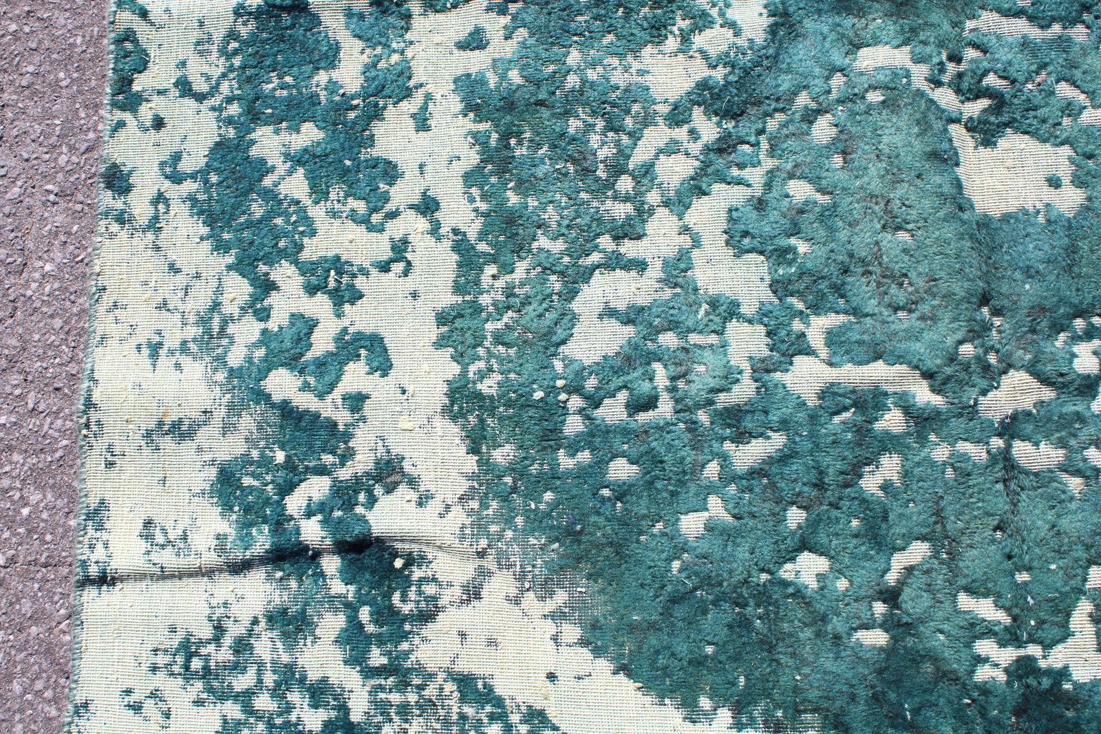Restored Antique Dyed Turkish 5′ 7″ x 7′ 7″ Teal Handmade Area Rug
