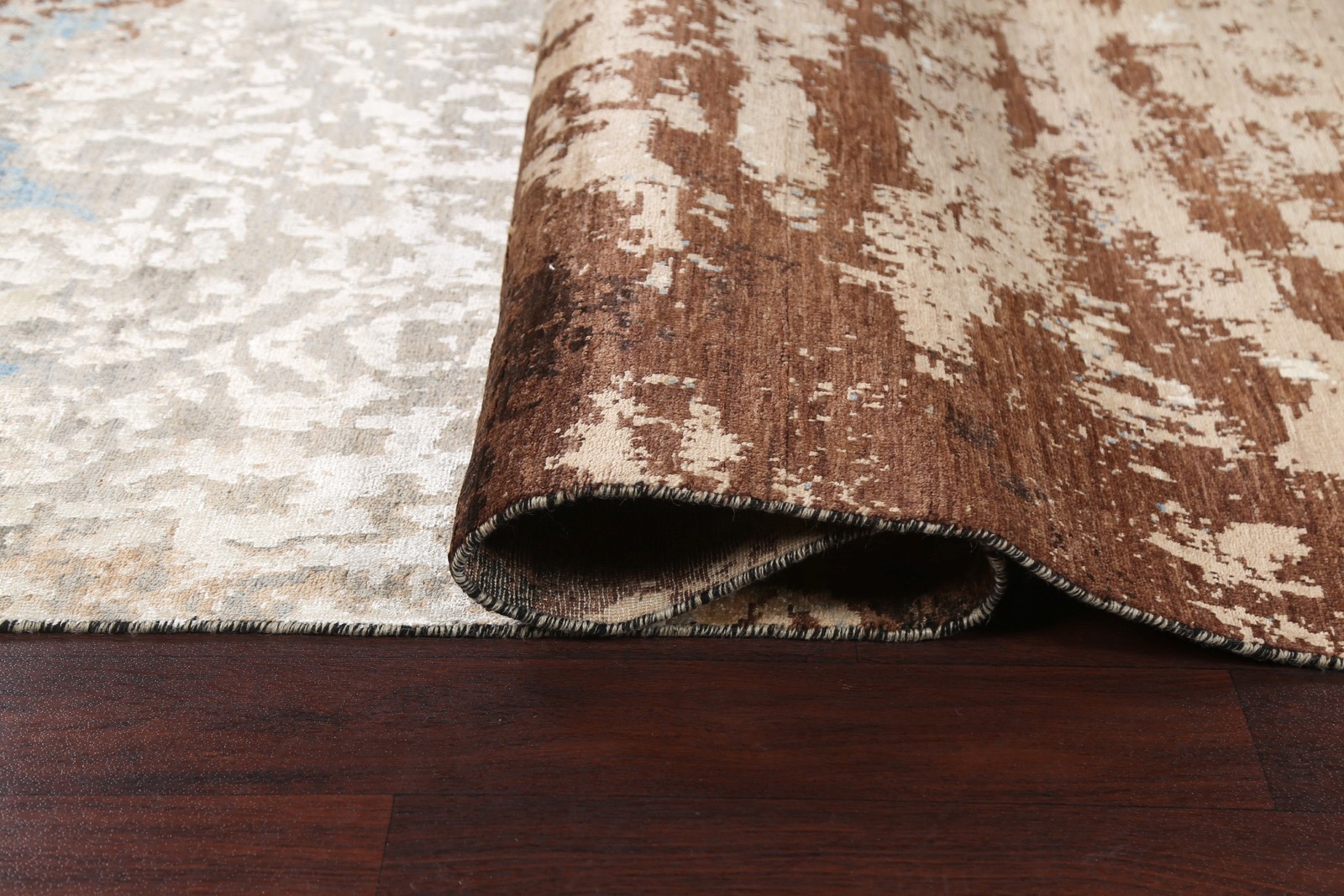 Vegetable Dye Wool & Silk Abstract Area Rug 6×10 Ft Hand-Knotted Modern Carpet