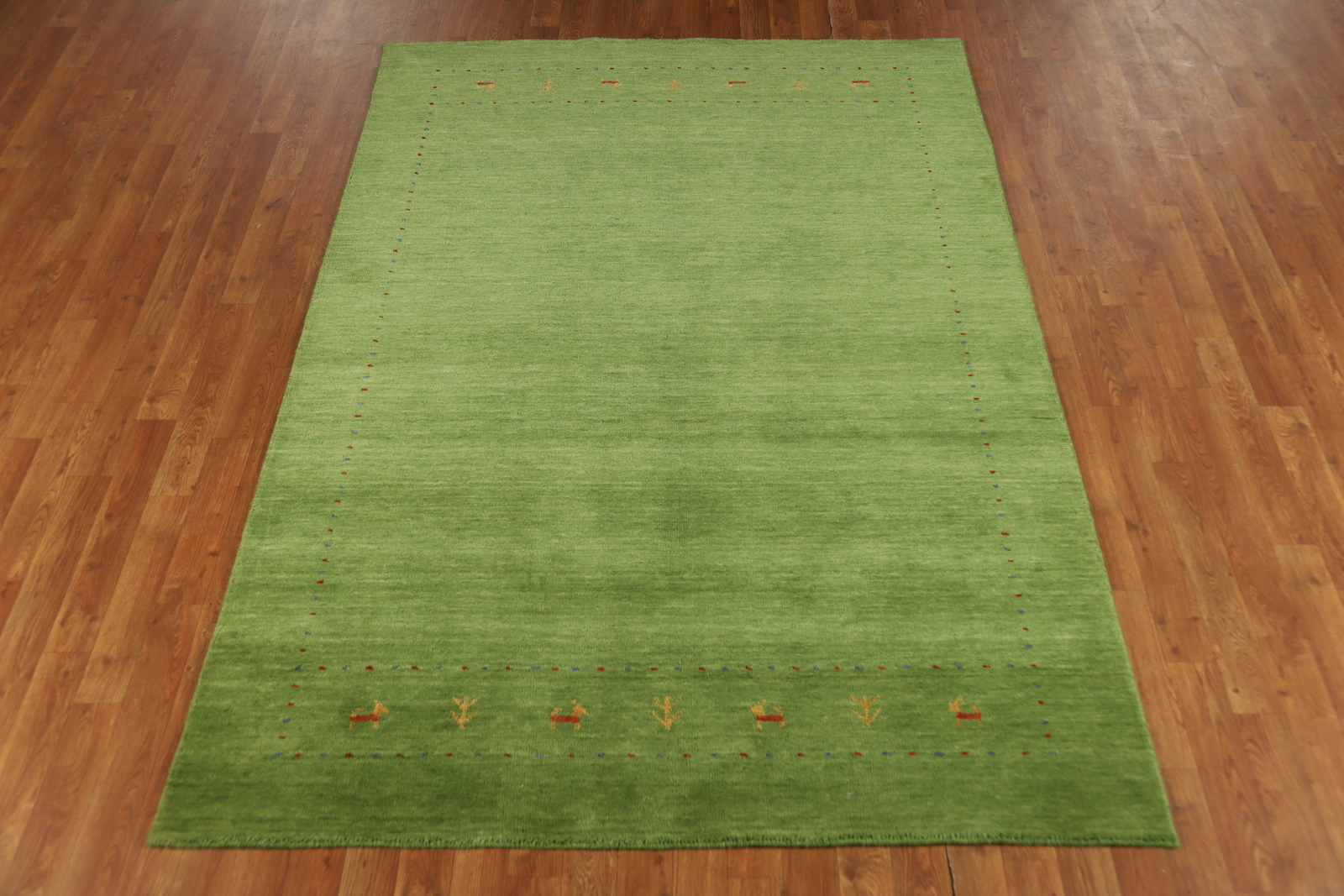 Soft and Plush Green Gabbeh Hand-knotted Wool Rug 5×8 ft.