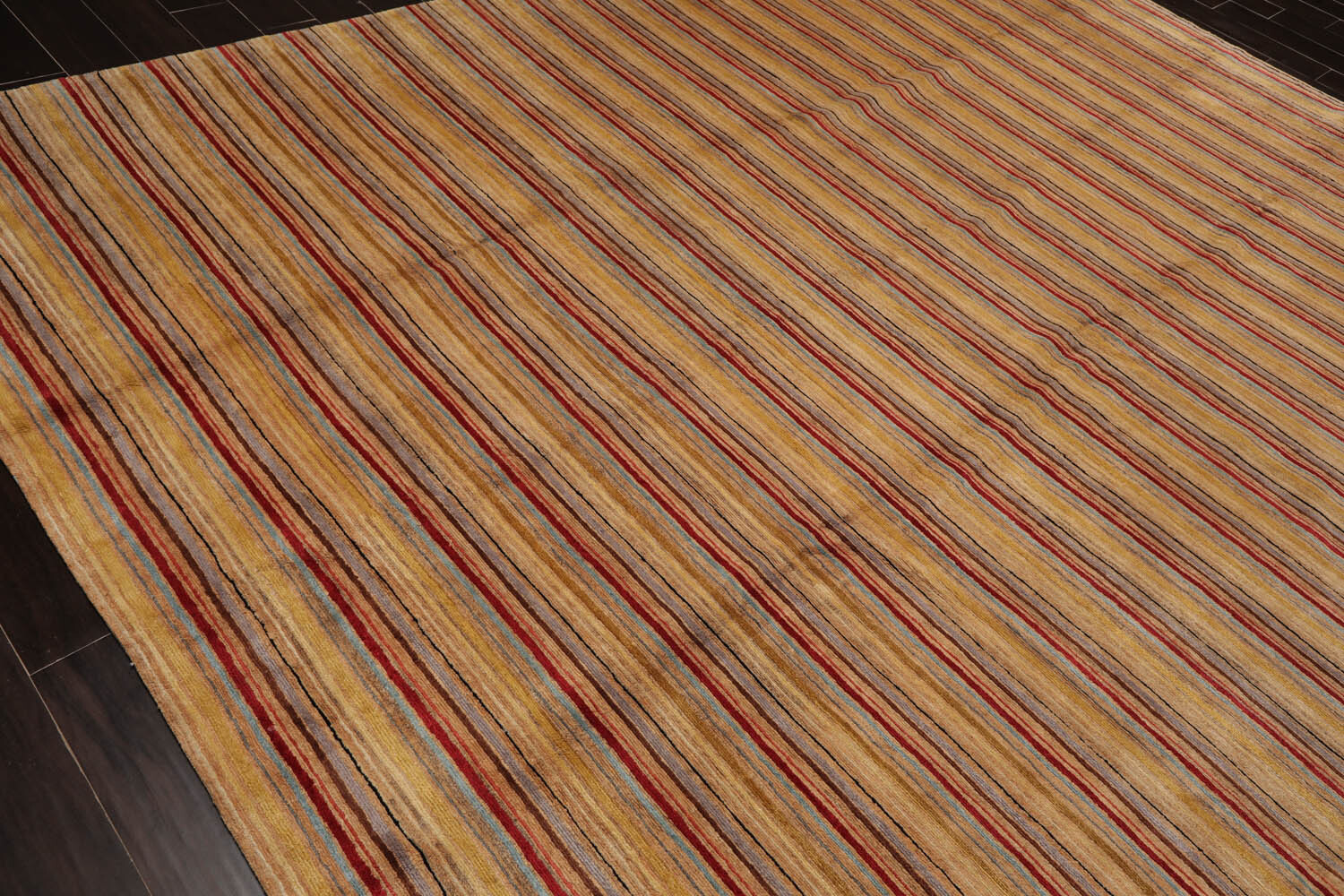 LoomBloom 8’10”x12′ Gold Hand Knotted Tibetan Silk & Hemp Oriental Area Rug