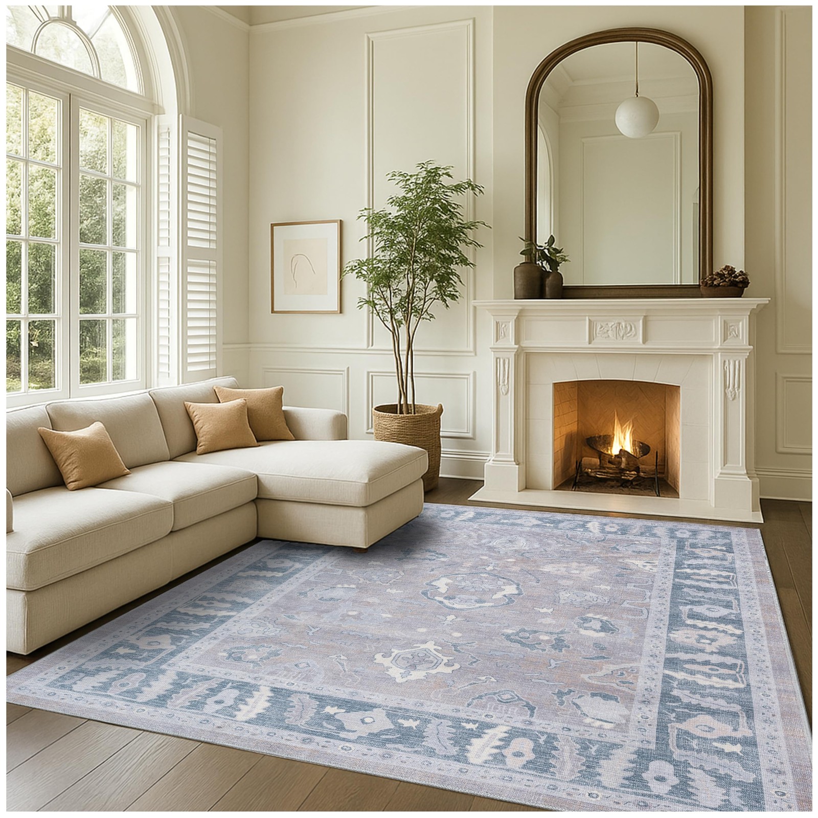 Fame Rugs Gray Modern Oushak Rug 6X9 Vintage Turkish Colorful Oriental Antique