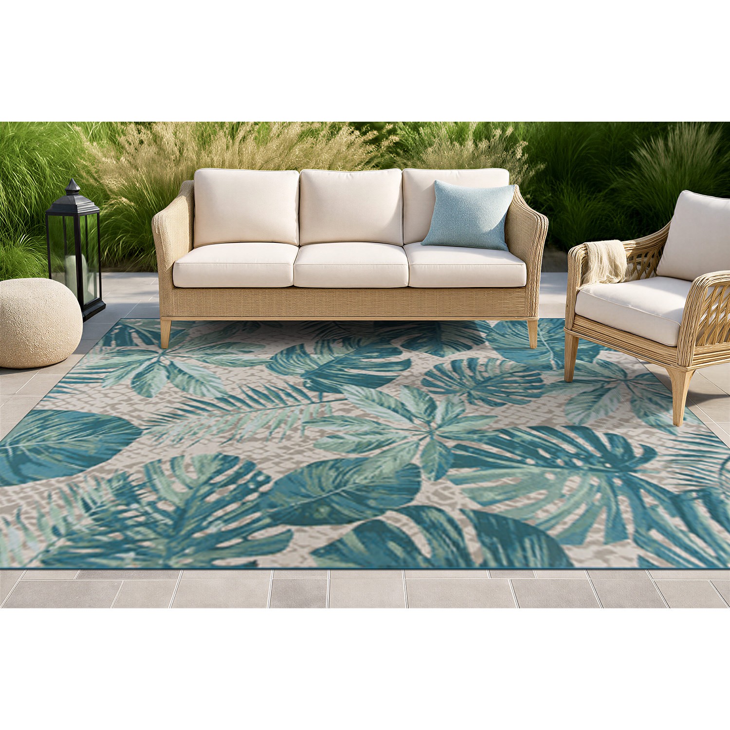 Rugshop Outdoor Rug Tropical Floral Indoor Outdoor Carpet Outdoor Patio Rugs 6×9