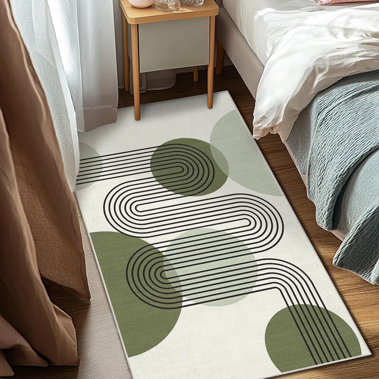 Sage Green and White Boho Area Rug for Bedroom or Entryway -3 X 5- Brand New!!