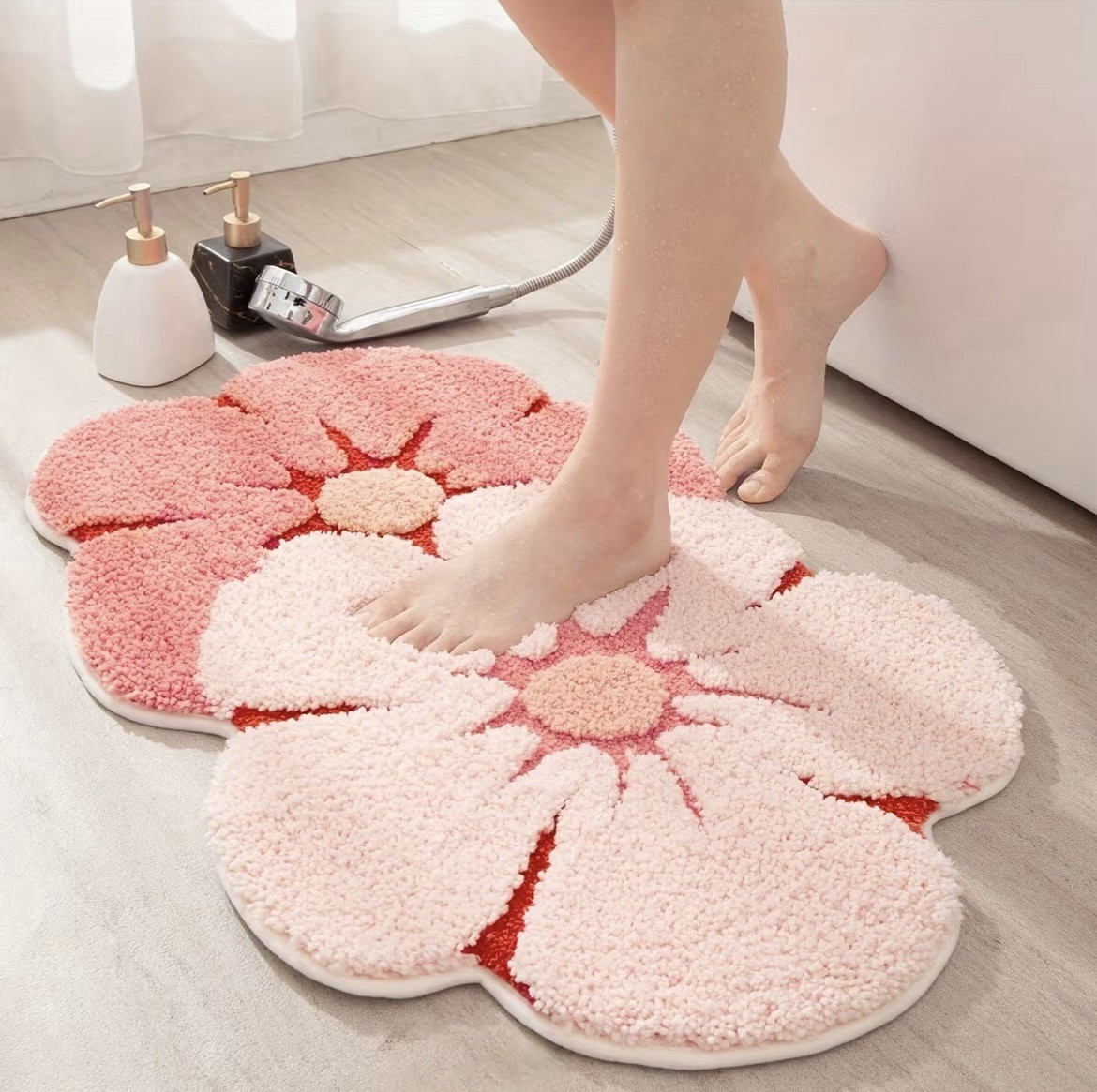 Pink Flower Shaped Rug/Bathroom Mat – For Home Decor