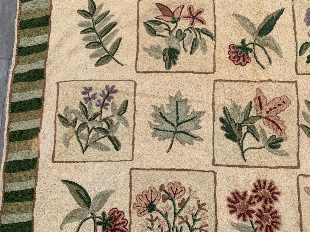 Vintage French style Aubusson Rug Needlepoint Chain stitch Rug 4×6 ft Free Ship
