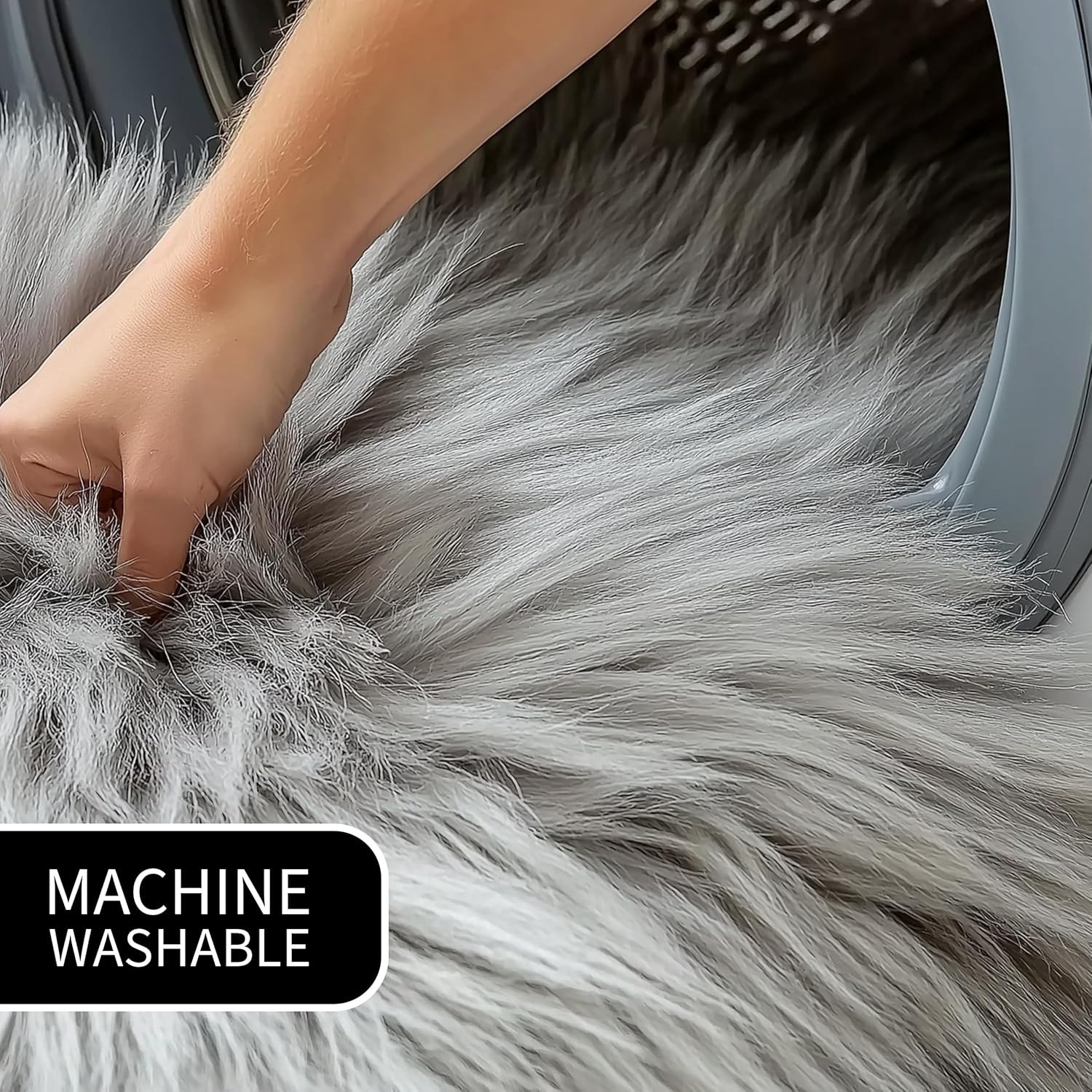 Ultra Soft & Fluffy Faux Sheepskin Rug, Gray 8 X 10 Feet Carpet for Bedroom Livi