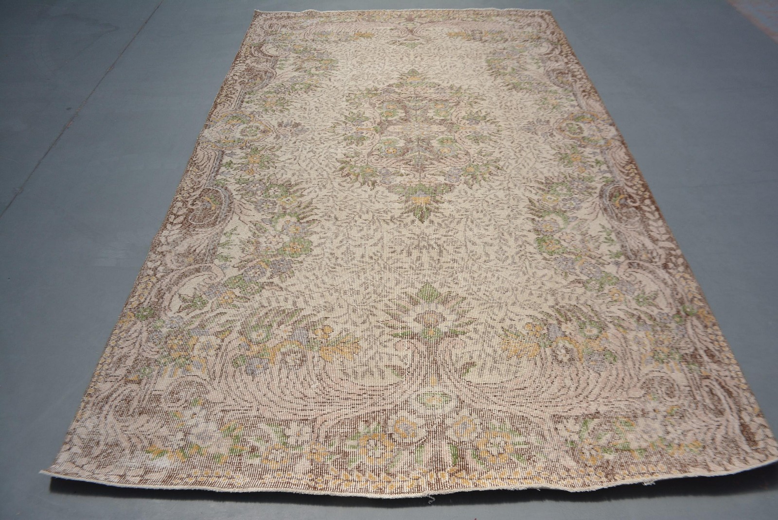 5,9×9,7 ft Rug, Turkish Rug, Vintage Brown Wool Check Rug