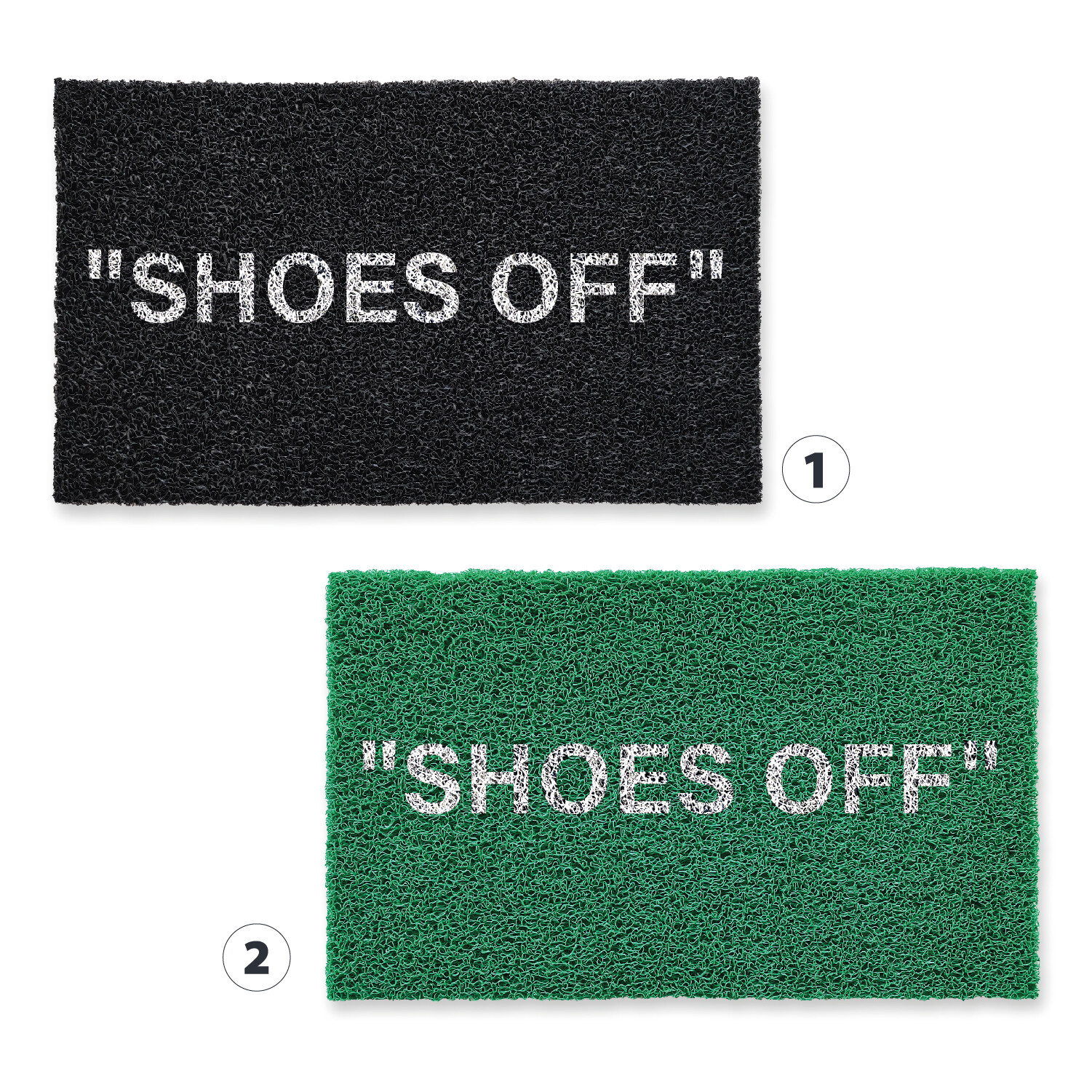 SHOES OFF Black White Hype Doormat, Welcome Funny PVC Door Mat, Keep Off Rug