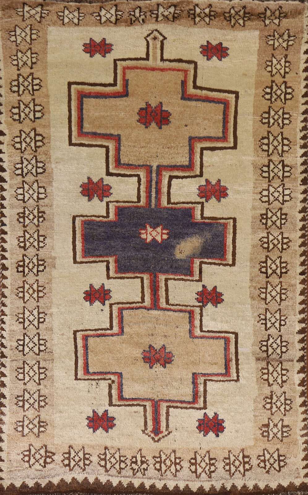 Vintage Ivory Wool Handmade Geometric Gabbeh Area Rug 4×7 Tribal Traditional Rug