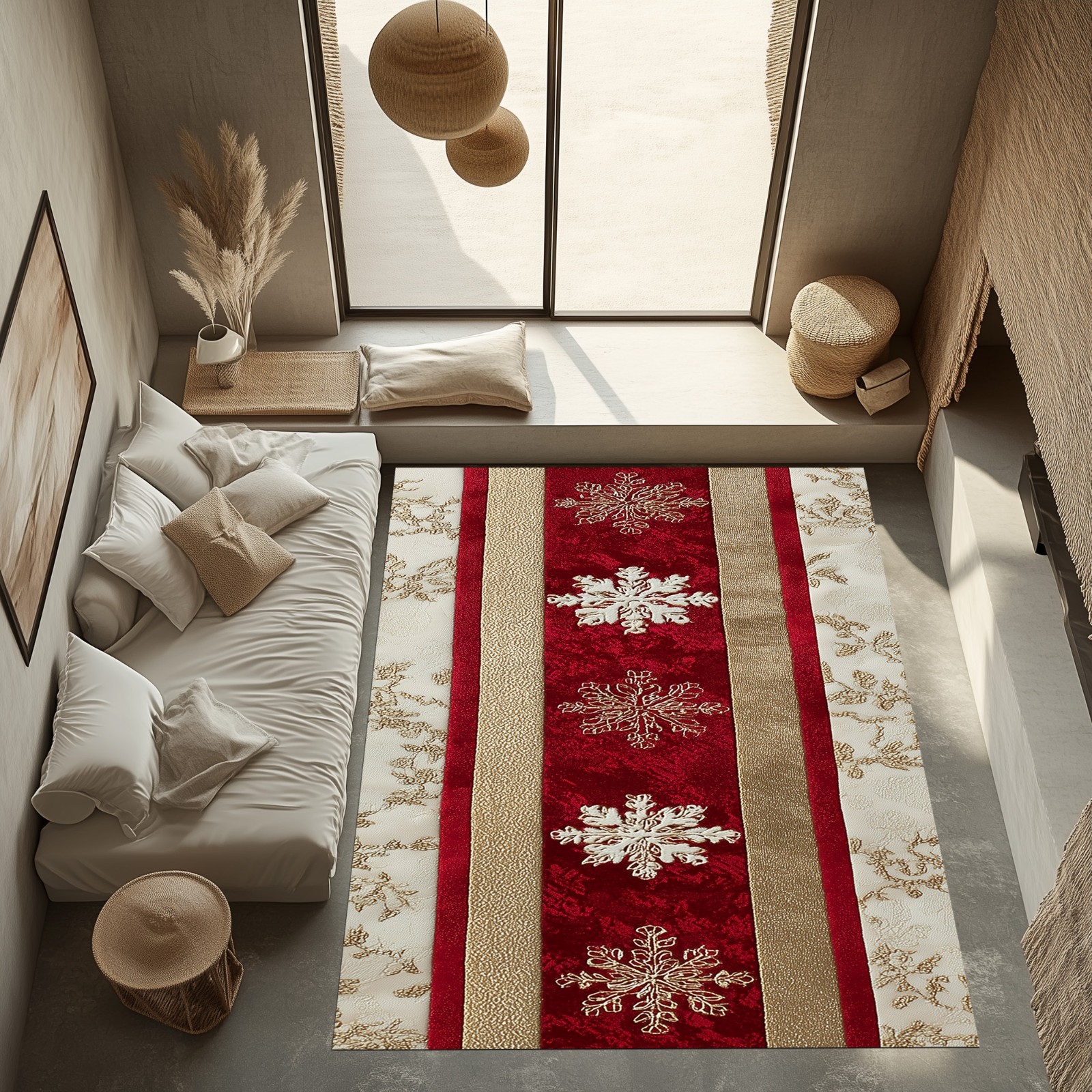 Christmas Snowflake Rug, Fan Rug, For Living Room Christmas Snowflake Arae Rugs