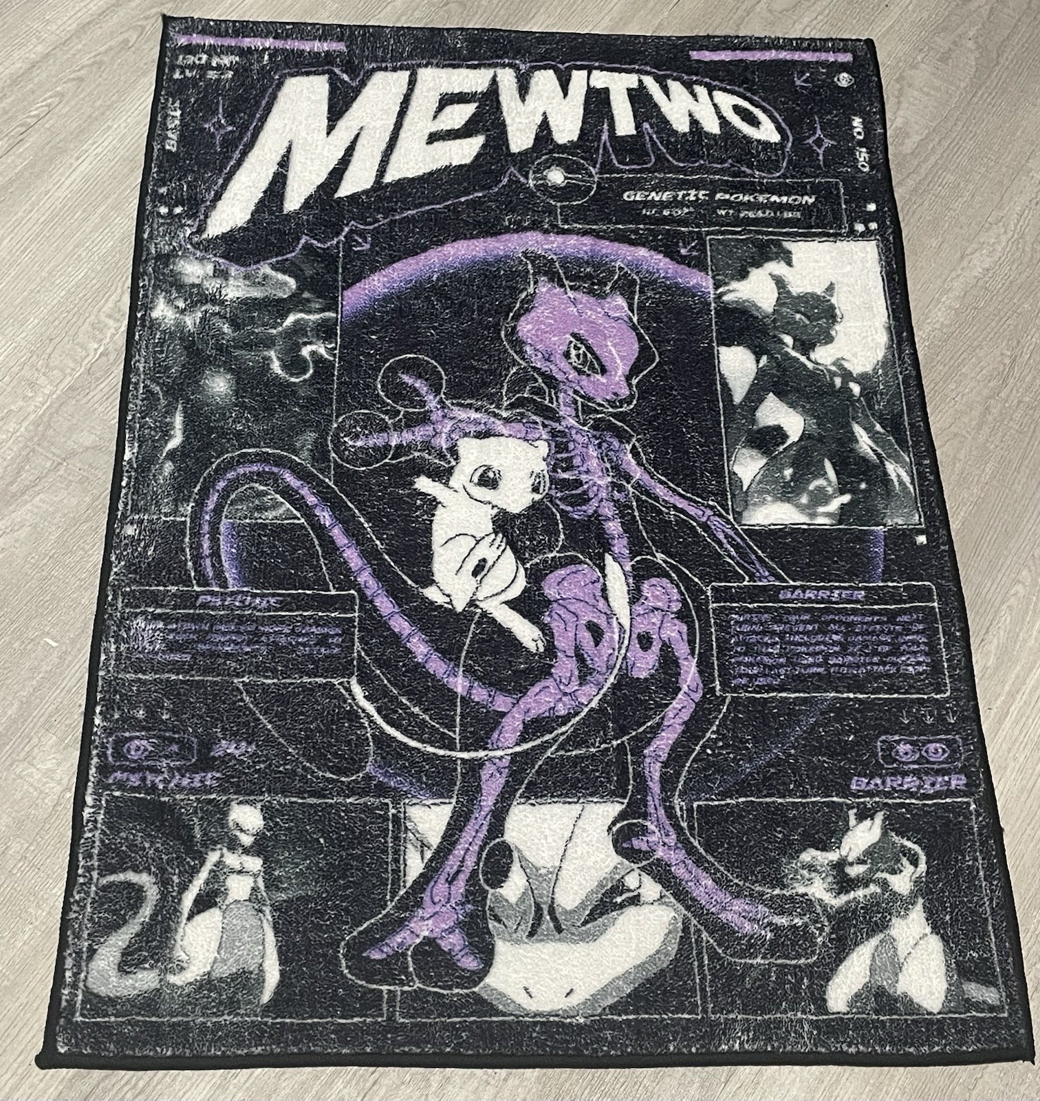 Pokemon Mewtwo & Mew Printed Area Rug Anime Gaming Bedroom Decor Floor Mat