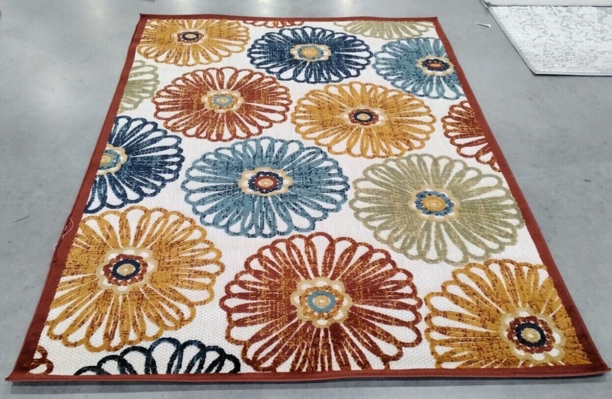 CREME / RED 5′-3″ X 7′-6″ Damaged Binding Rug Reduced Price 1172717311 CBN801A-5