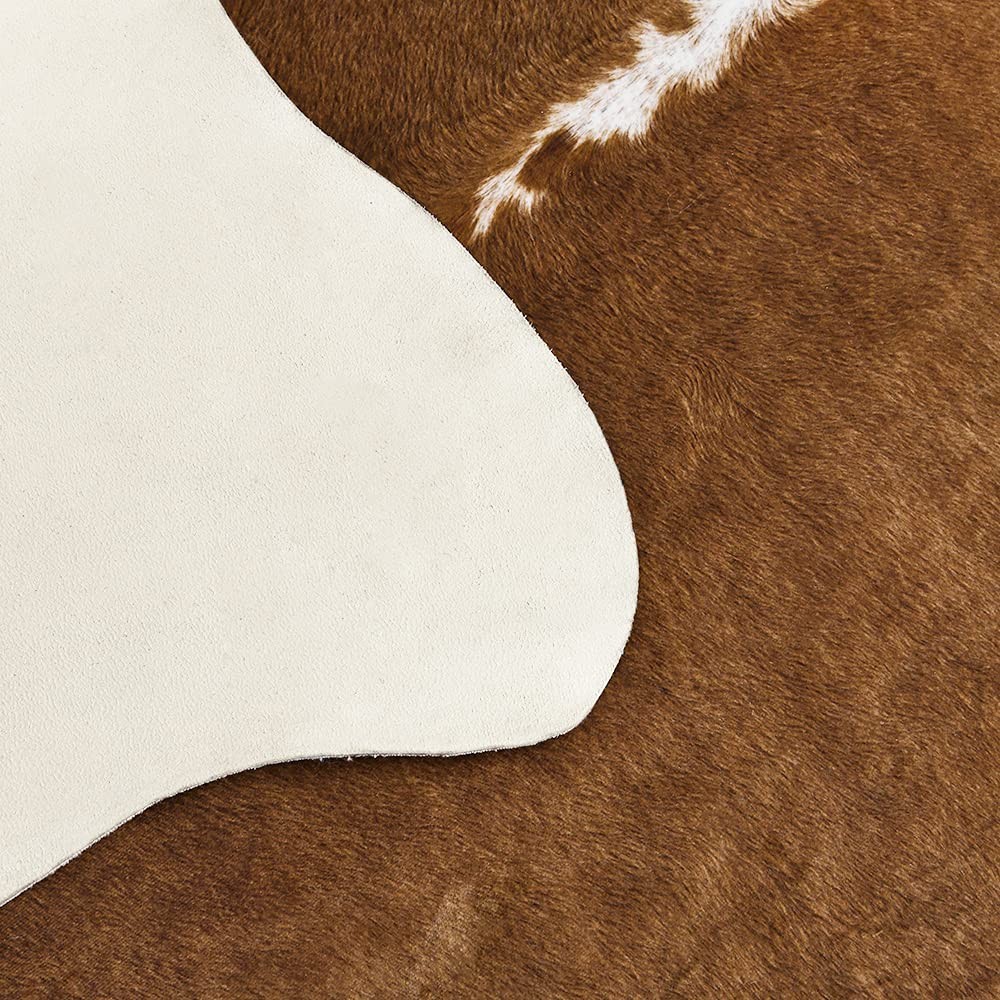 Faux Cowhide Rug Khaki Brown Cow Print Animal Carpet Decor 3.6×2.3 FT