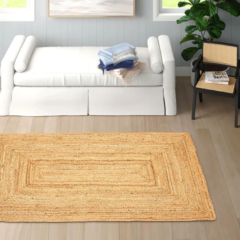 Natural Jute carpet Handmade Rectangular Area Rug Yoga Mat Home Decor Room