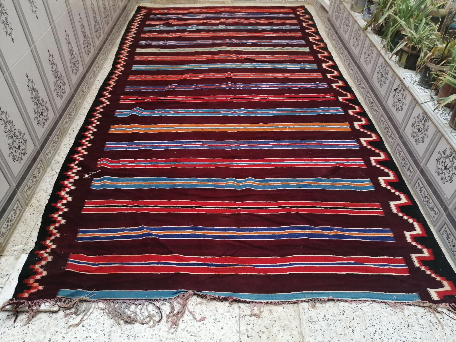 Handmade Moroccan Vintage Wool Rug Azilal Berber Carpet Beni Ourain Tribal Rug