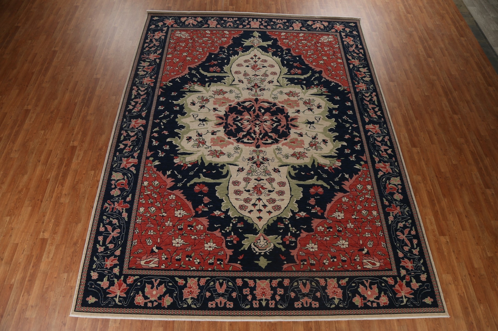 Navy Blue/ Ivory/ Red Ardakan Mohtasham Turkish 10’x13′ Area Rug Handmade Wool