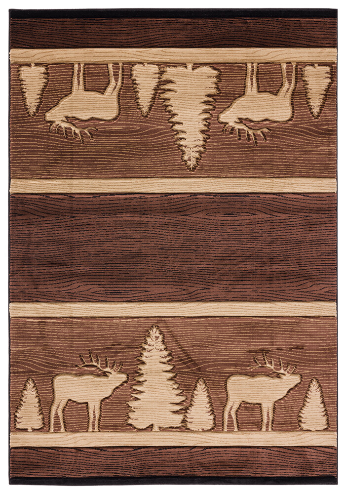 Brown Banded Rows Trees Geometric Door Mat 2055 41750 – Aprx 1′ 10″ x 2′ 8″