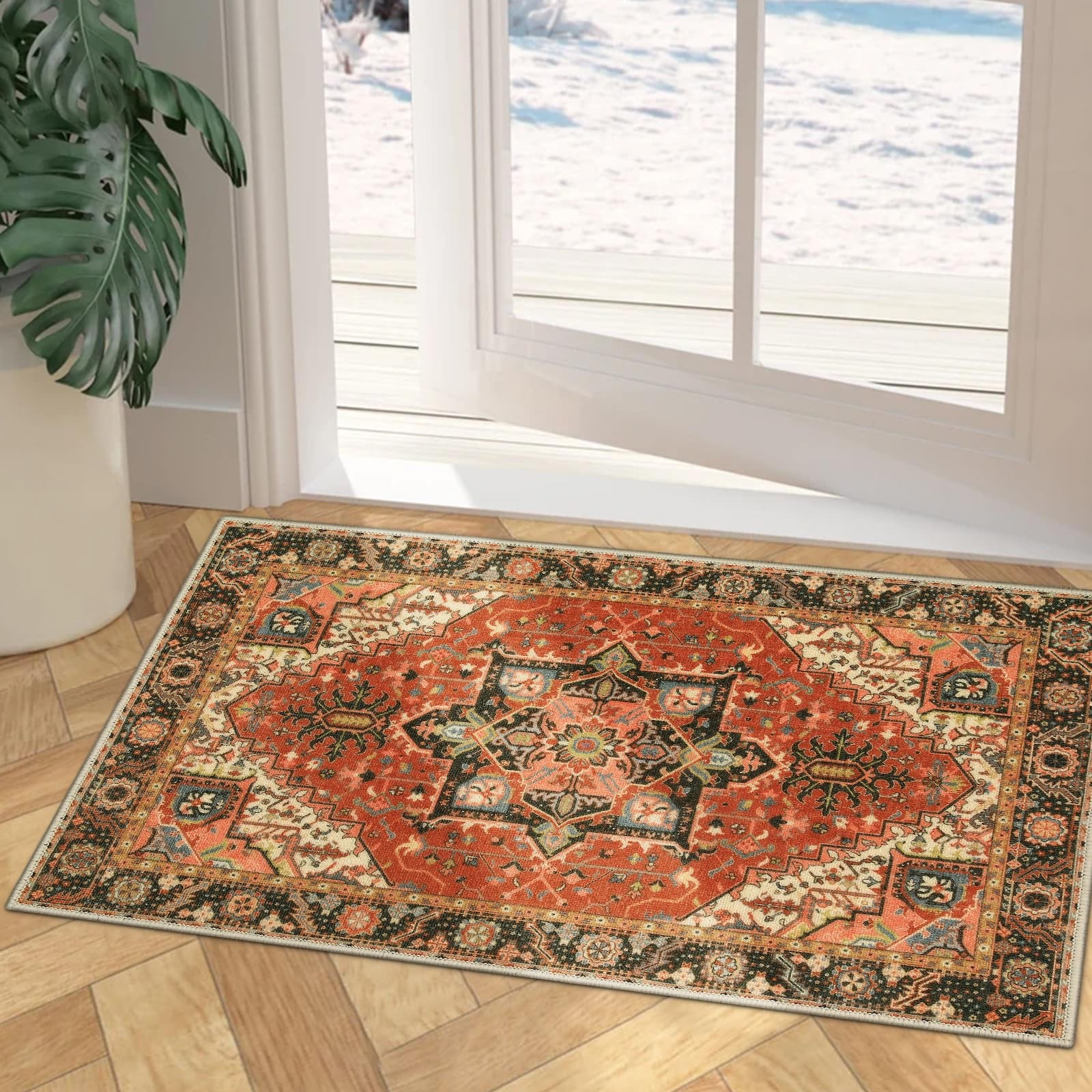Washable Indoor Door Mat Non Slip Retro Entryway Rug 20×32 Inch Absorbent