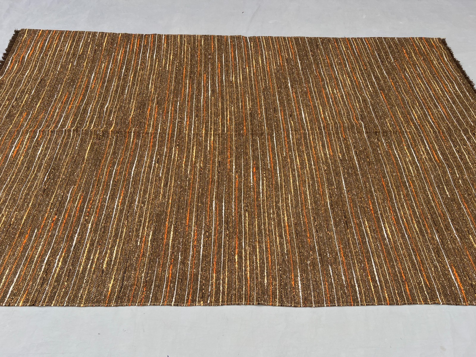 4’10 x 7’7Ft Rustic Afghan Brown Kilim Rug-Minimalist Striped Design Antique Rug