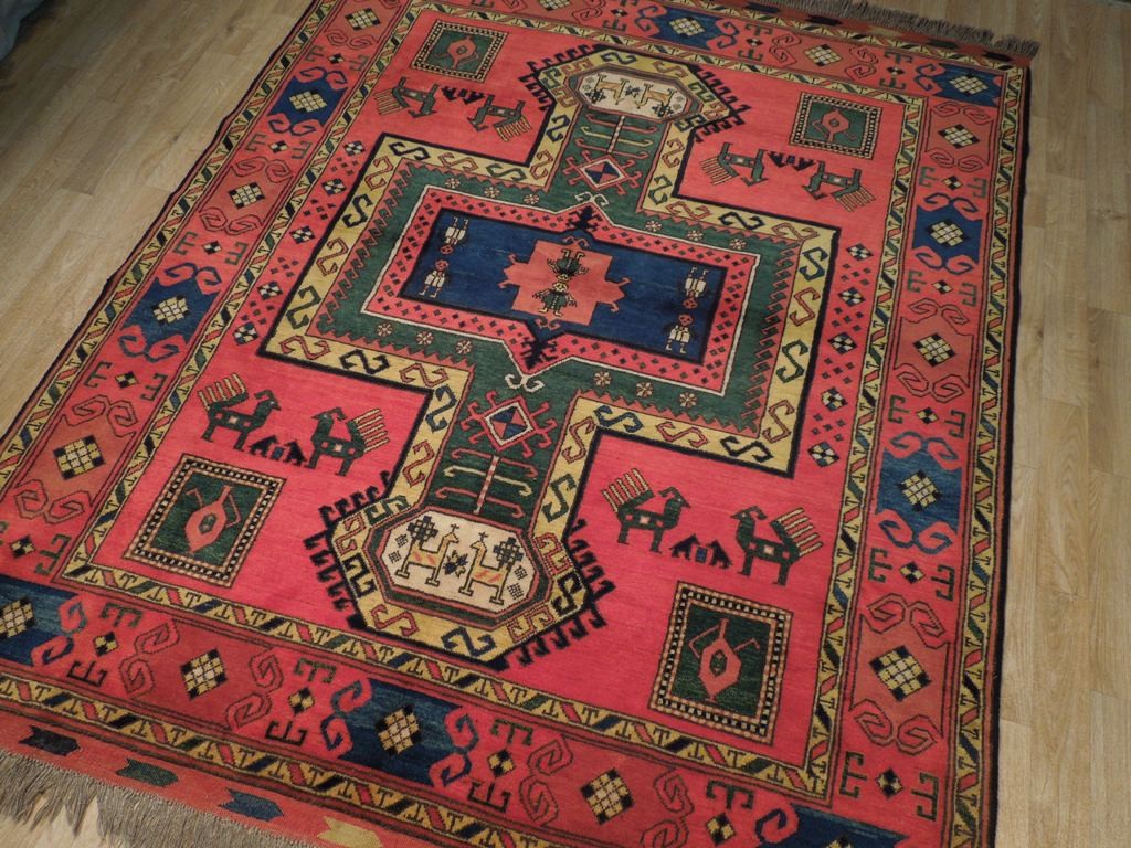 5.7 x 6.8 Hand-Knotted Afghanistan Kazak Rug #PIX-19303
