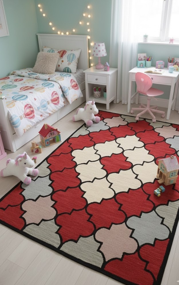 One of a Kind Multicolored Trellis 5X8 Hand-Tufted Modern Rug Wool Plush Carpet