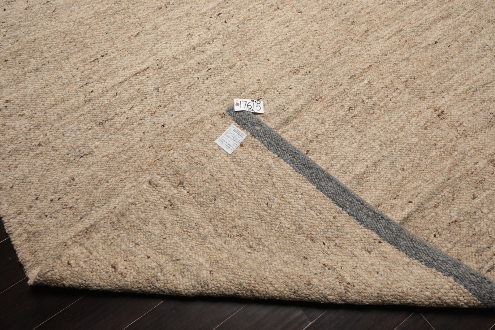 LoomBloom 9’4”x 11’9” Beige Hand Woven Organic Flatweave Wool Area Rug