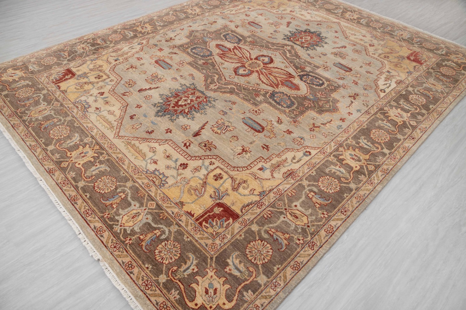 8×10 Charcoal Brown Persiann Serapi Reproduction Handmade Fine Quality Wool Rug