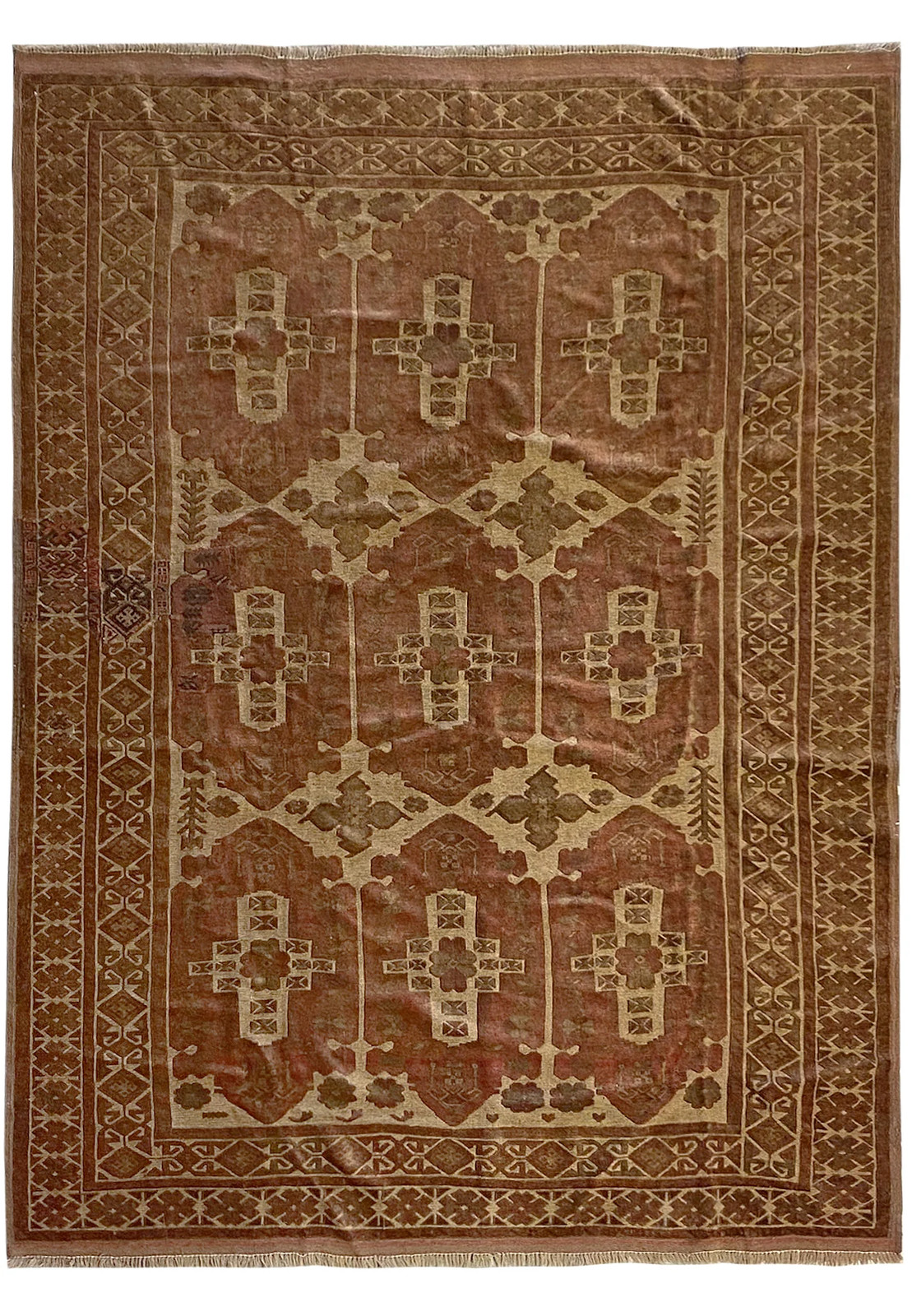 6.7 x 9 Hand Art Craft Raised Wool Pile Old Afghan Tribbal Rug #S10-5754