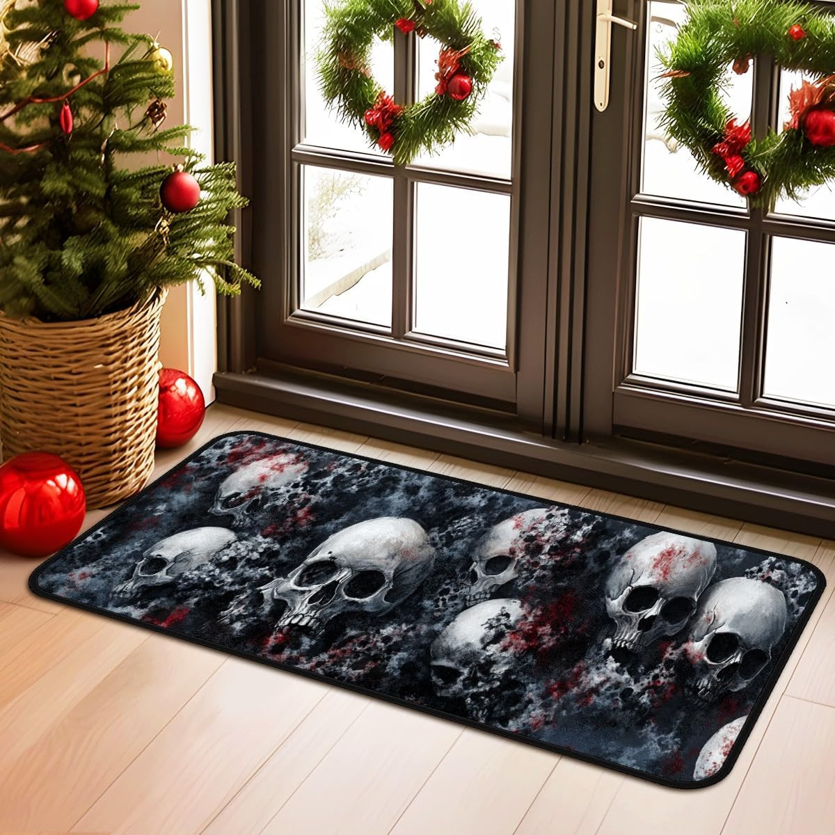 Skull Kitchen Room Mat, Kitchen Area Rug 20”X59” Laundry Room Rug Runner, Floo