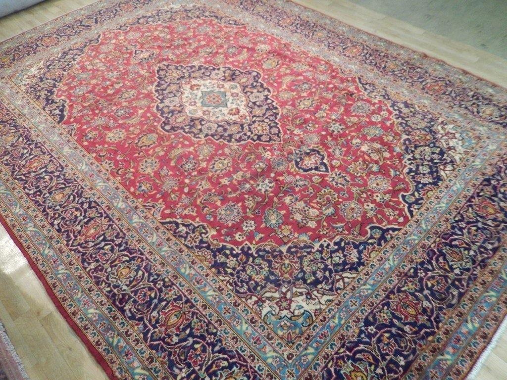 9.8 x 13.4 Red Handmade Semi Antique Wool Perrsian Kashaan Rug 71823