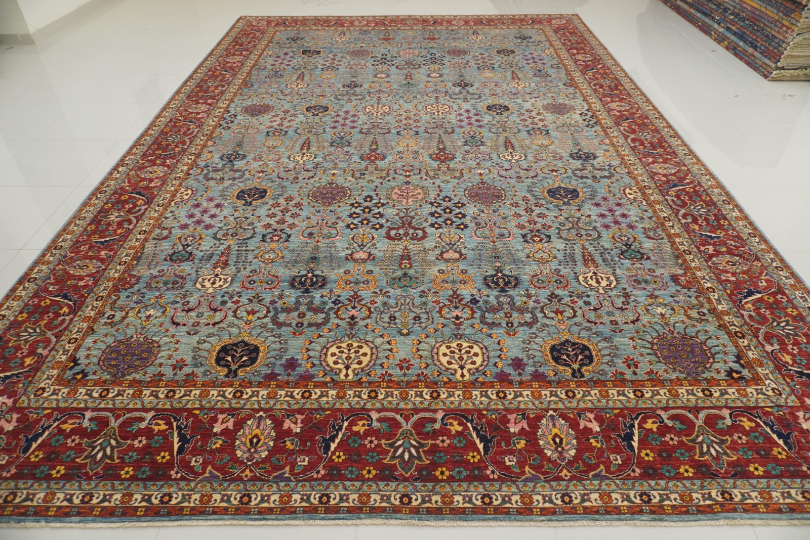 12×18 ft Blue Bidjar Afghan Fine Hand Knotted Wool Traditional Rug