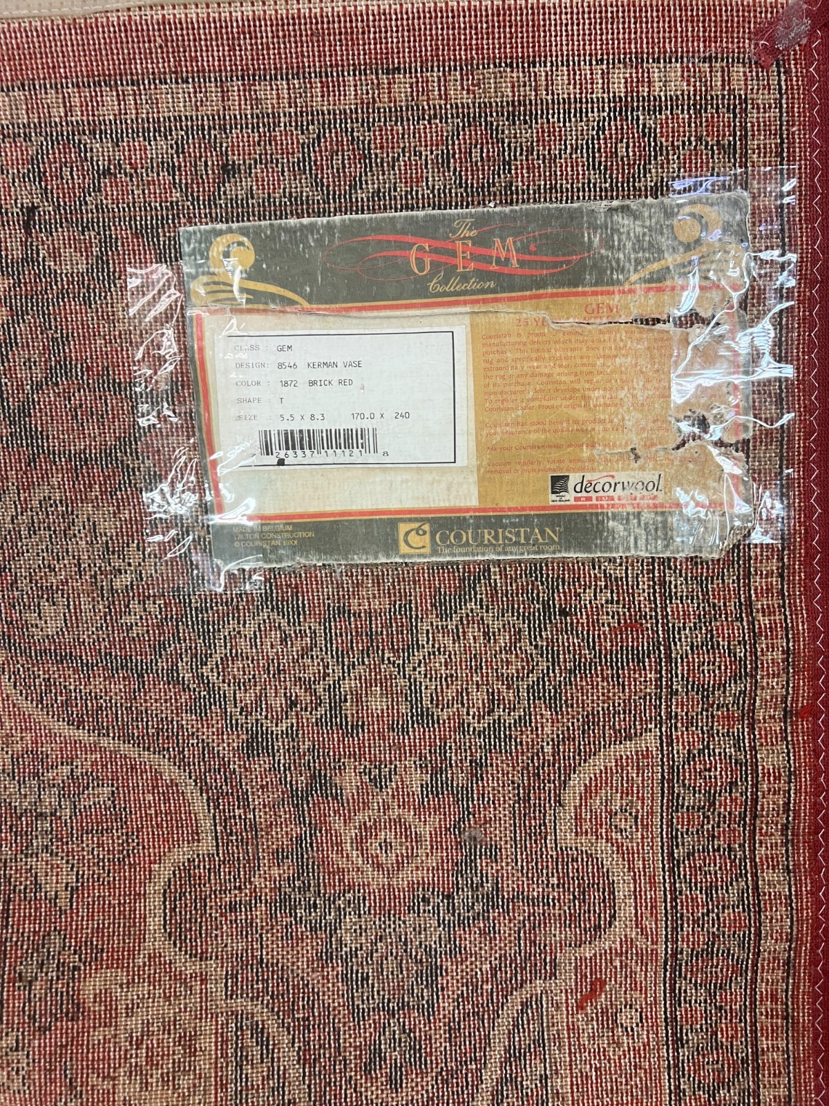 5’7″ x 8′ Couristan Kirman Design Oriental Rug – 100% Wool – Made in Belgium