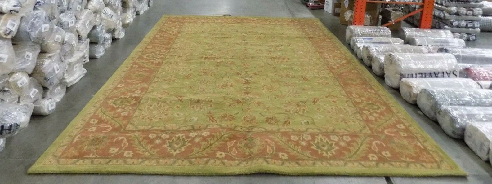 GREEN / RUST 9′-6″ X 13′-6″ Hole in Rug Reduced Price 1172575586 GJ250A-10