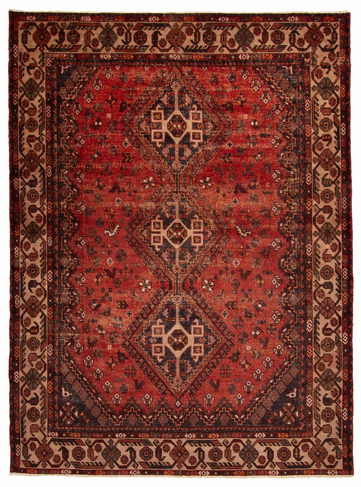 Vintage 6’6″ x 8’11” Traditional Hand Knotted Vegetable Dye Wool Area Rug