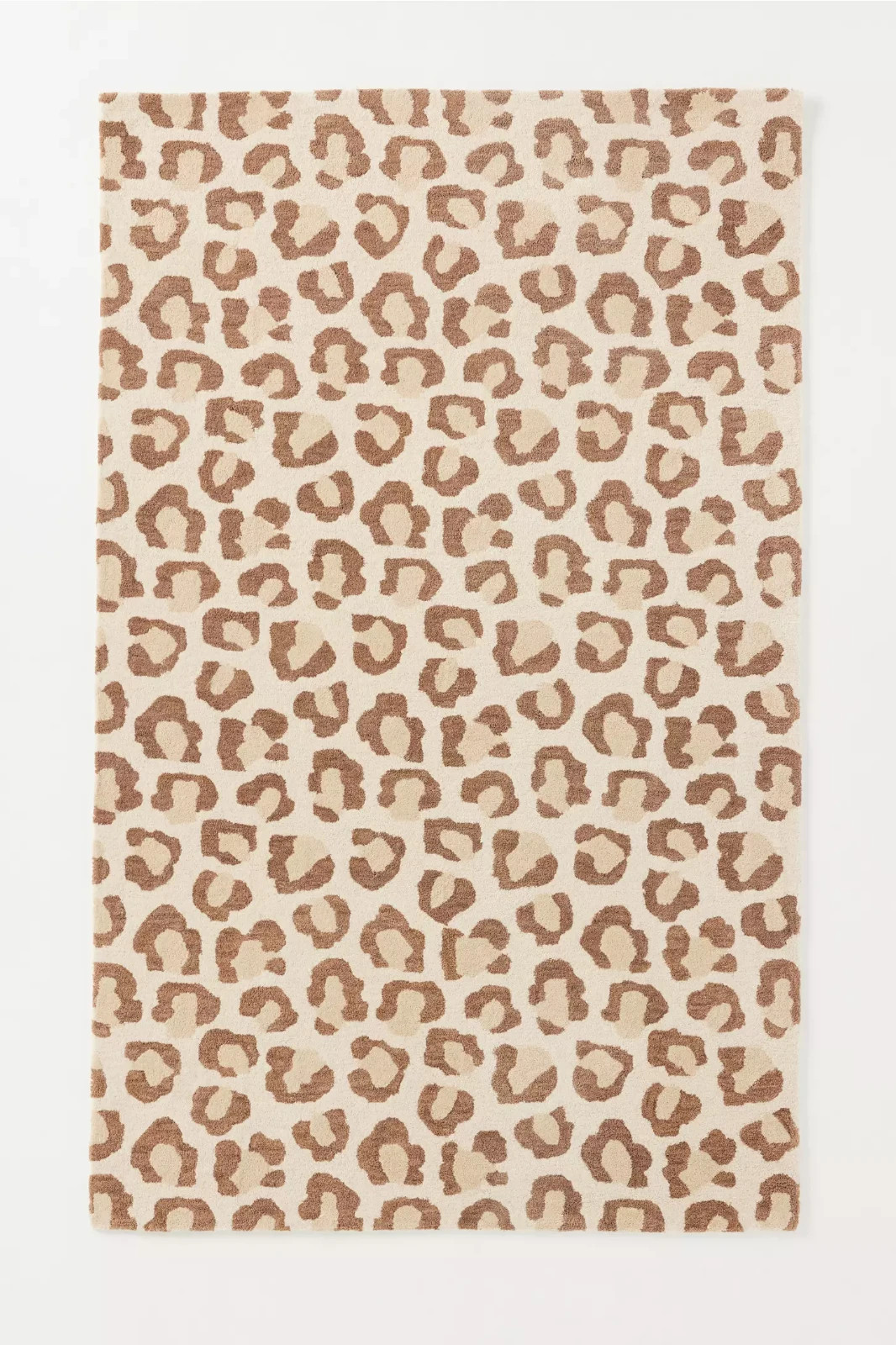 Leopard Print Hand Tufted Area Rug 5×8 Brown Beige Animal Pattern Modern Soft