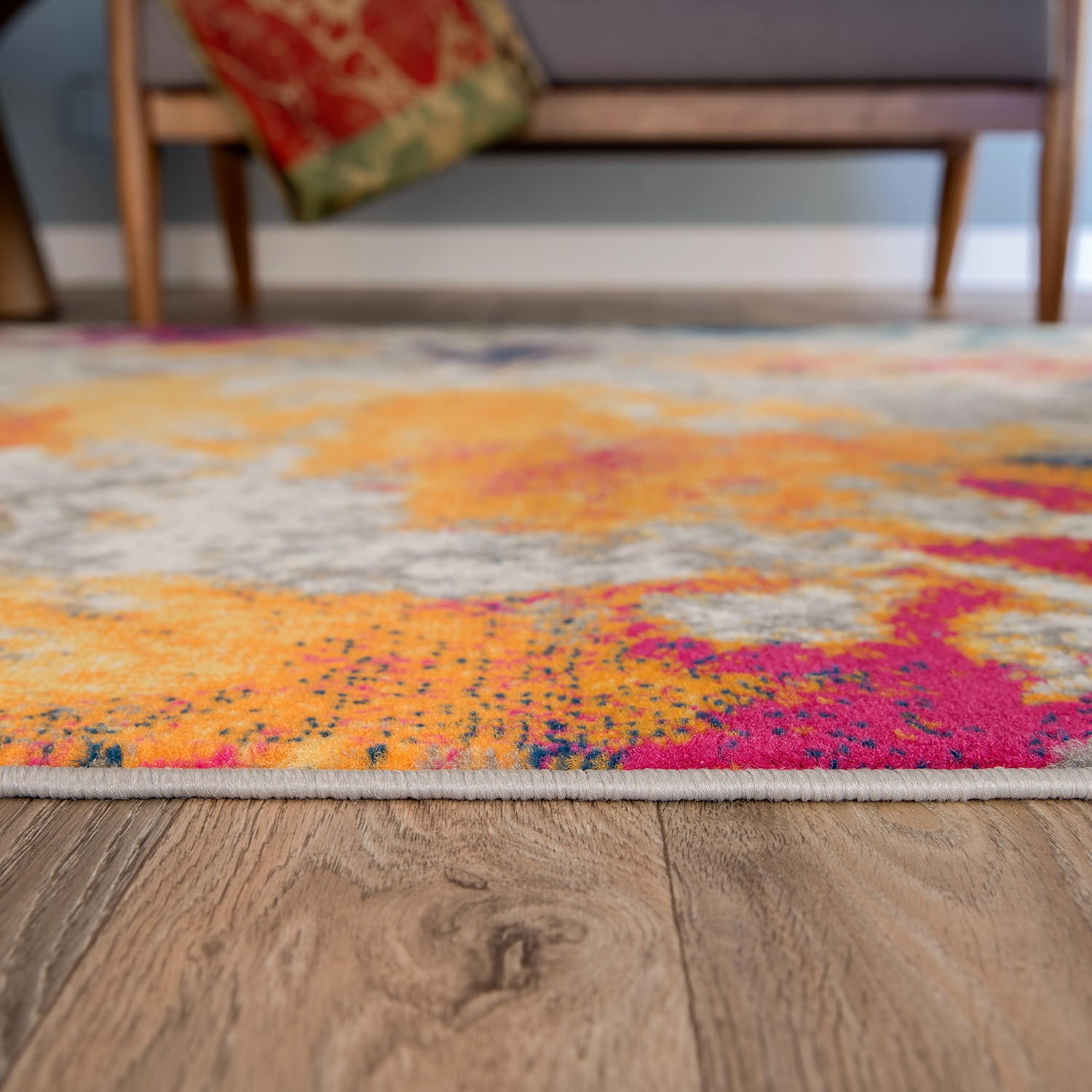 Rugshop Round Area Rugs Abstract Contemporary Round Carpet Multi 6’6″ Round Rug